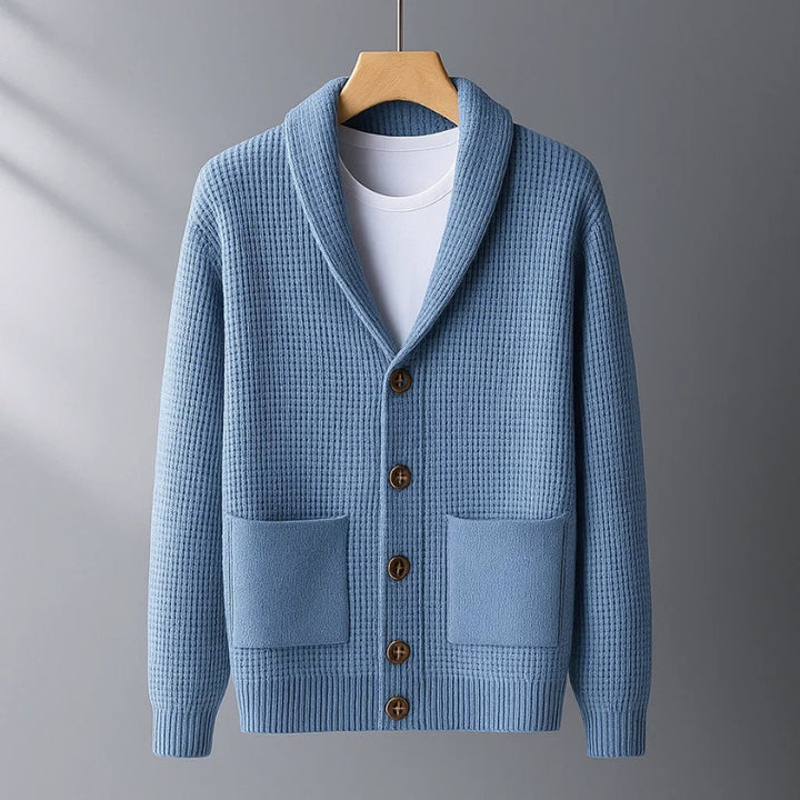 Vasco | Cardigã de Cashmere Homem Gola Xale com Bolsos