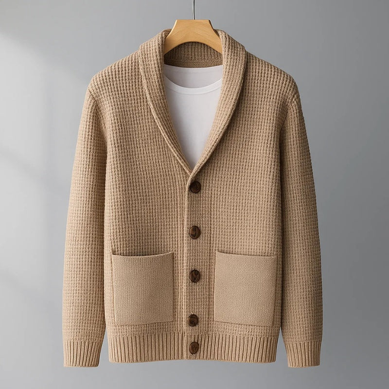 Vasco | Cardigã de Cashmere Homem Gola Xale com Bolsos