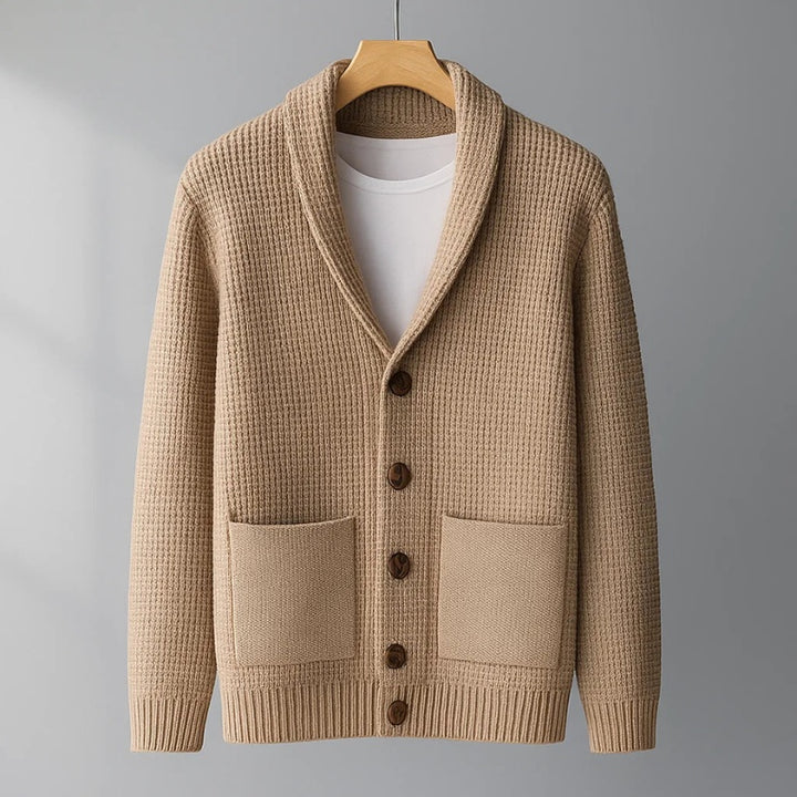 Vasco | Cardigã de Cashmere Homem Gola Xale com Bolsos