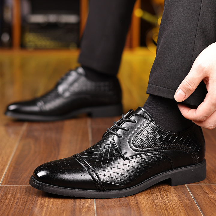 Vasco | Sapatos Oxford Brogue Homem Couro Texturado