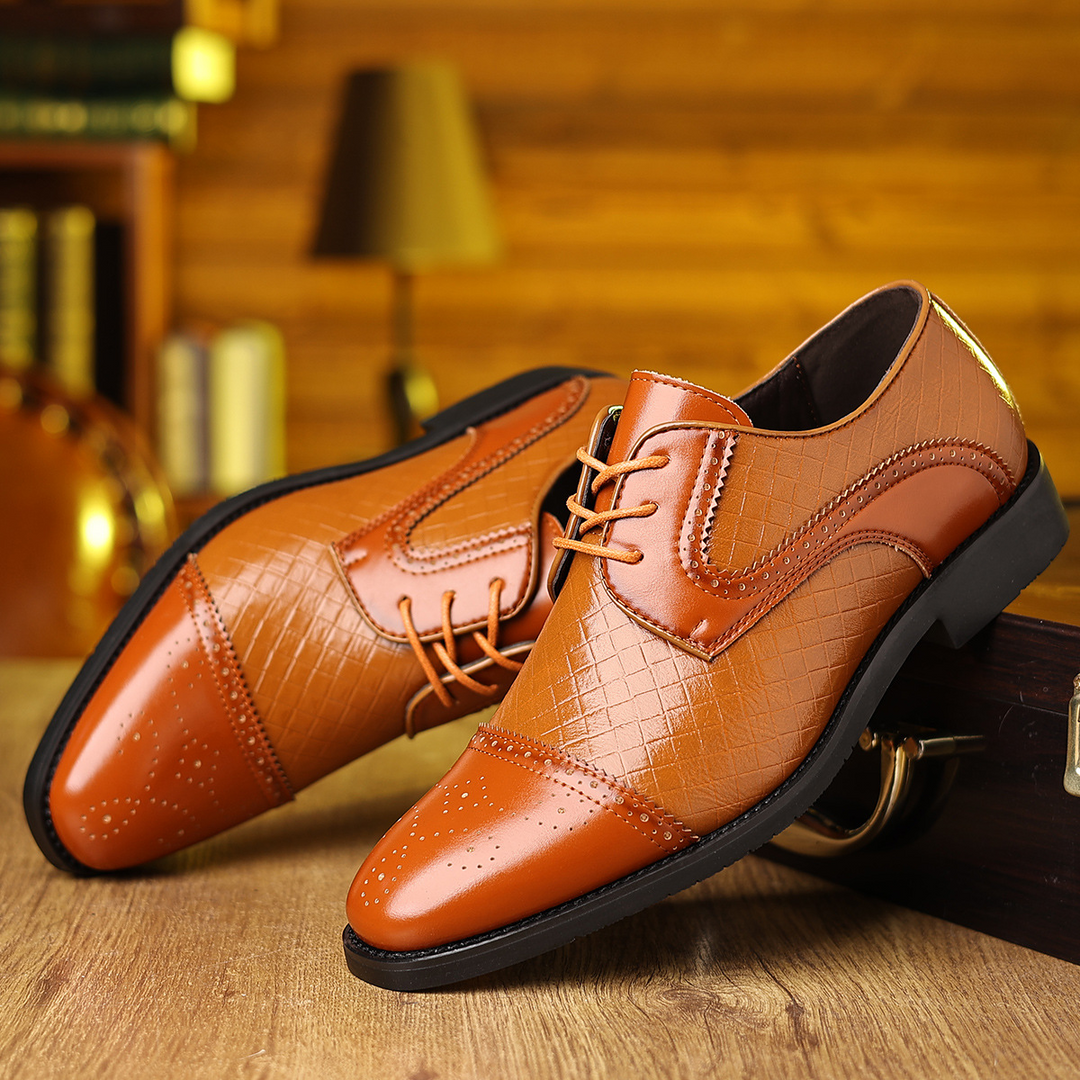 Vasco | Sapatos Oxford Brogue Homem Couro Texturado