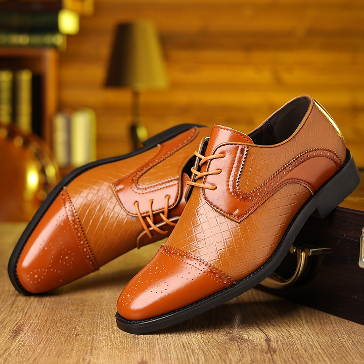 Vasco | Sapatos Oxford Brogue Homem Couro Texturado