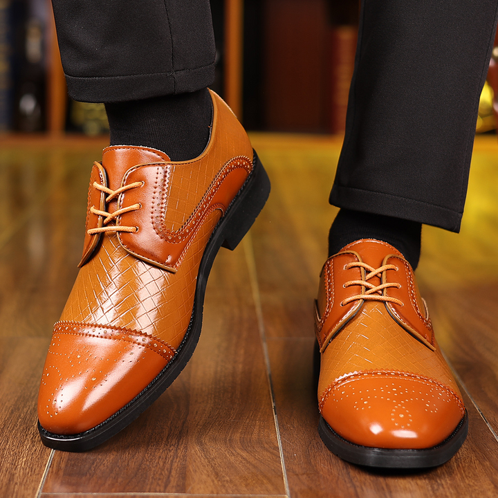 Vasco | Sapatos Oxford Brogue Homem Couro Texturado