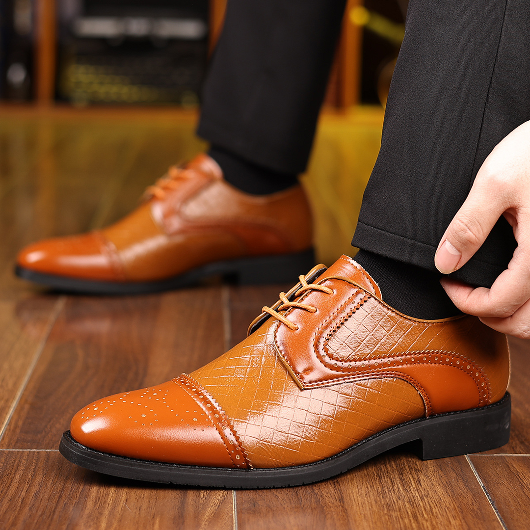 Vasco | Sapatos Oxford Brogue Homem Couro Texturado
