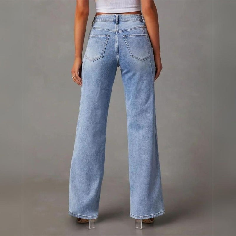 Vera | Jeans Perna Larga Cintura Alta Mulher