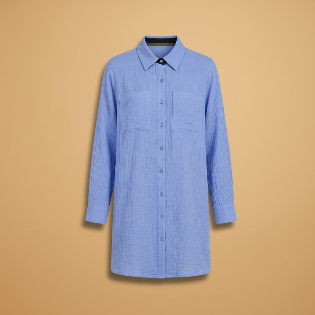 Carolina | Vestido Camiseiro Comprido Mulher Gola