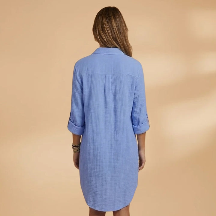 Carolina | Vestido Camiseiro Comprido Mulher Gola