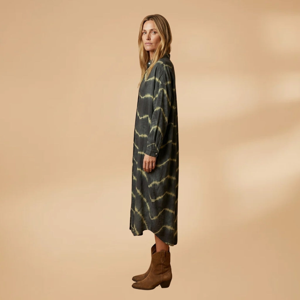 Laura | Vestido Camiseiro Comprido Mulher Tie Dye