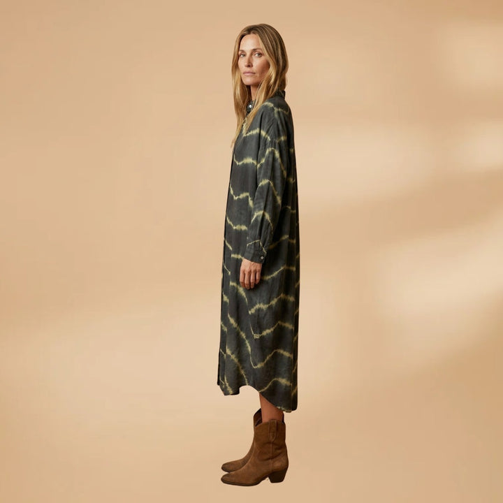 Laura | Vestido Camiseiro Comprido Mulher Tie Dye