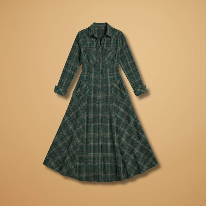Rosa | Vestido Camiseiro Comprido Mulher Xadrez