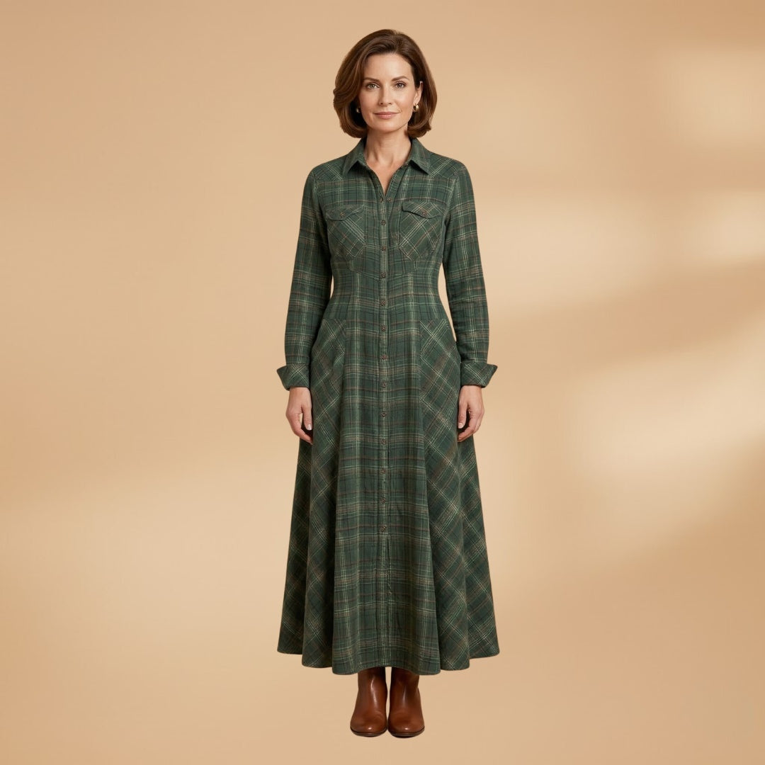 Rosa | Vestido Camiseiro Comprido Mulher Xadrez