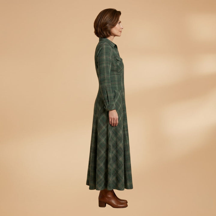 Rosa | Vestido Camiseiro Comprido Mulher Xadrez