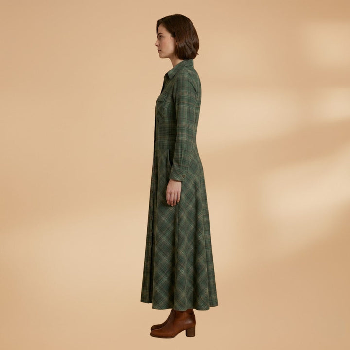 Rosa | Vestido Camiseiro Comprido Mulher Xadrez