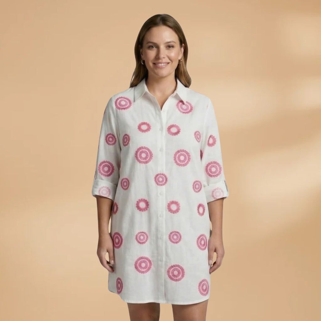Constança | Vestido Camiseiro Estampado Mulher Manga Comprida