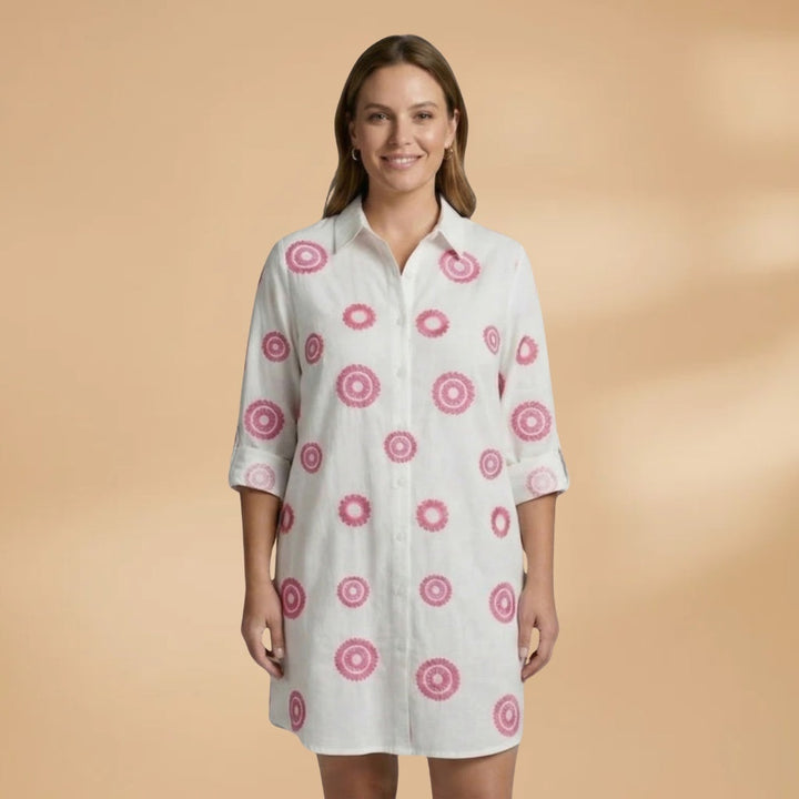 Constança | Vestido Camiseiro Estampado Mulher Manga Comprida