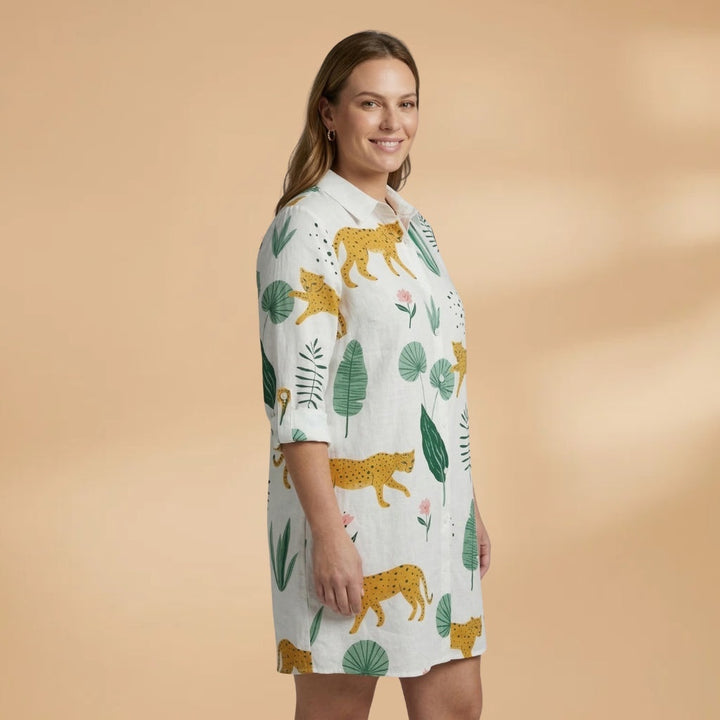 Constança | Vestido Camiseiro Estampado Mulher Manga Comprida