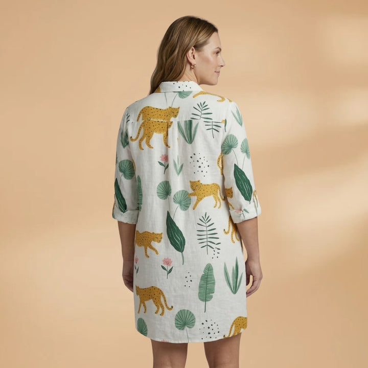 Constança | Vestido Camiseiro Estampado Mulher Manga Comprida