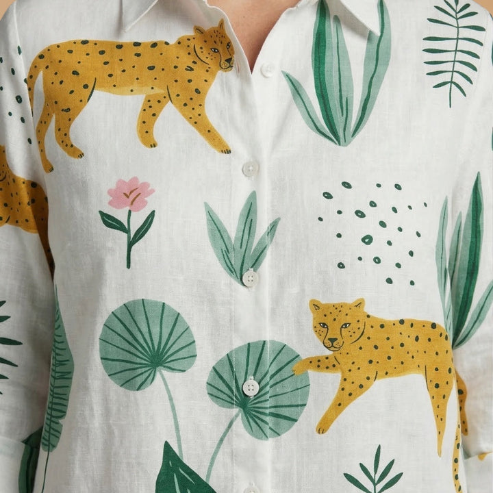 Constança | Vestido Camiseiro Estampado Mulher Manga Comprida