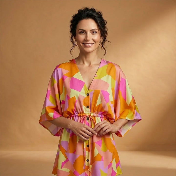 Carminho | Vestido Camiseiro Estampado Mulher Mangas Largas