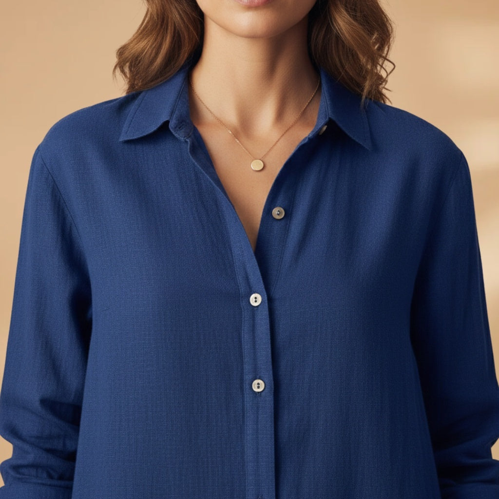 Rita | Vestido Camiseiro Midi Mulher Manga Comprida