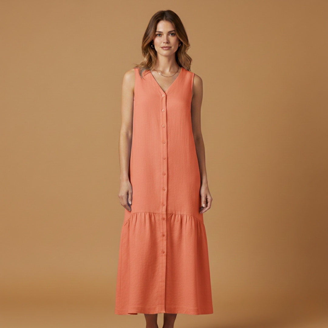 Carminho | Vestido Camiseiro Midi Mulher Sem Mangas