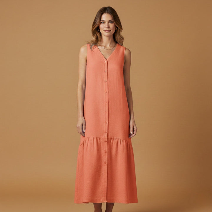 Carminho | Vestido Camiseiro Midi Mulher Sem Mangas