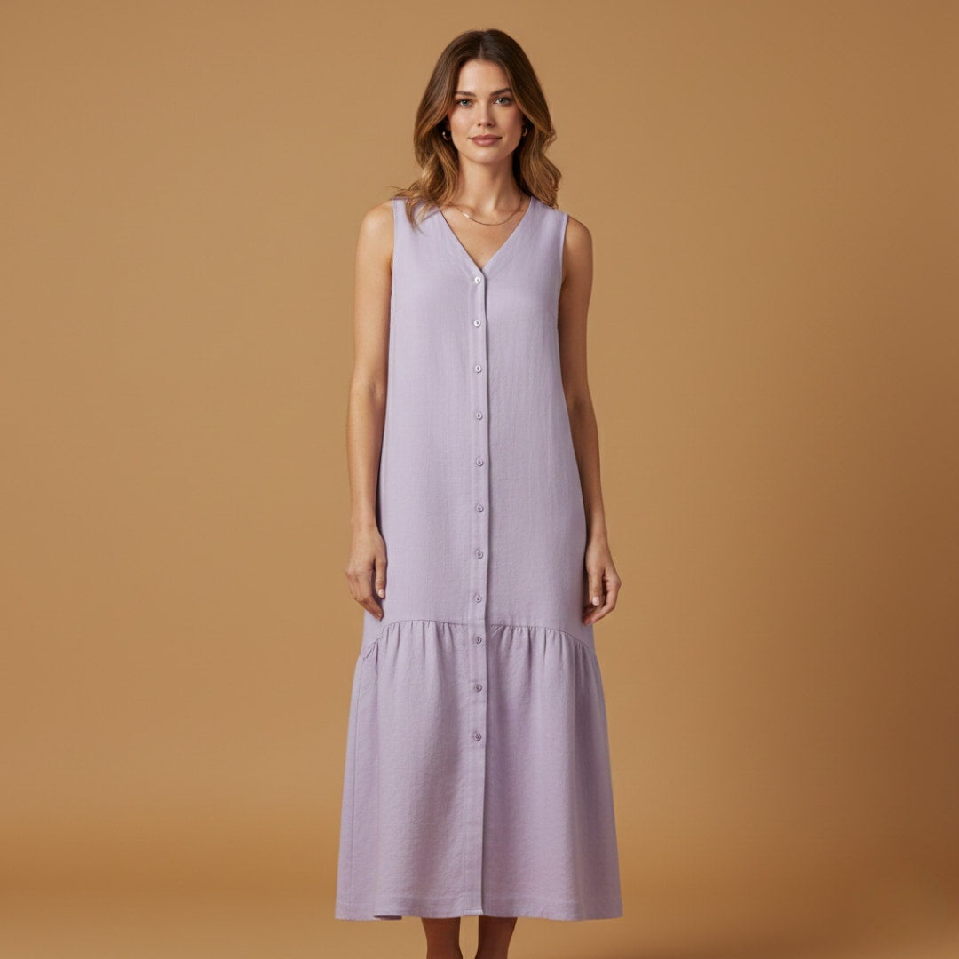 Carminho | Vestido Camiseiro Midi Mulher Sem Mangas