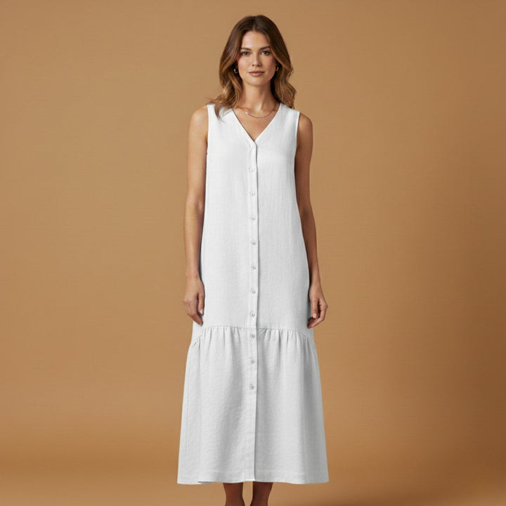 Carminho | Vestido Camiseiro Midi Mulher Sem Mangas