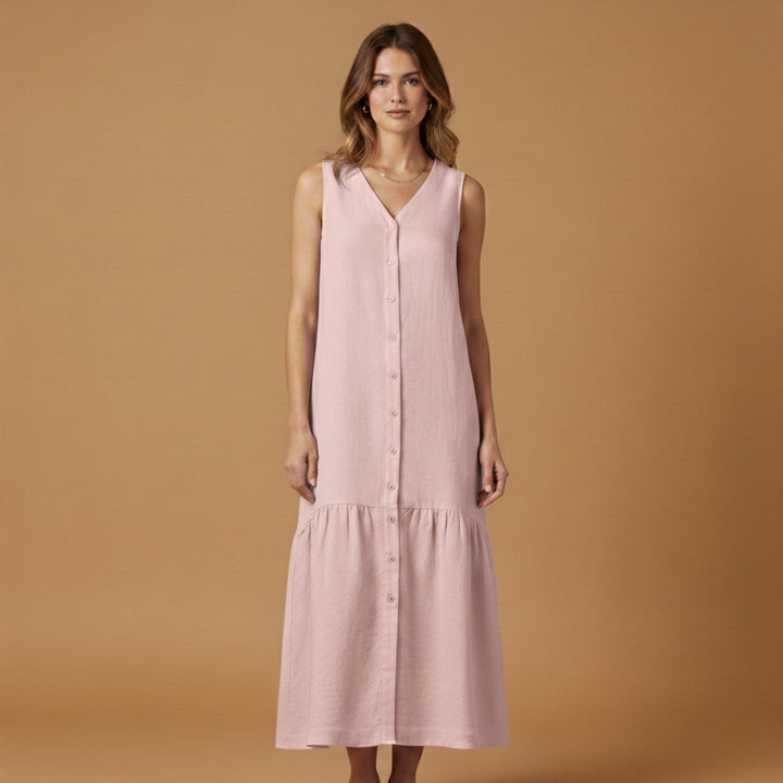 Carminho | Vestido Camiseiro Midi Mulher Sem Mangas
