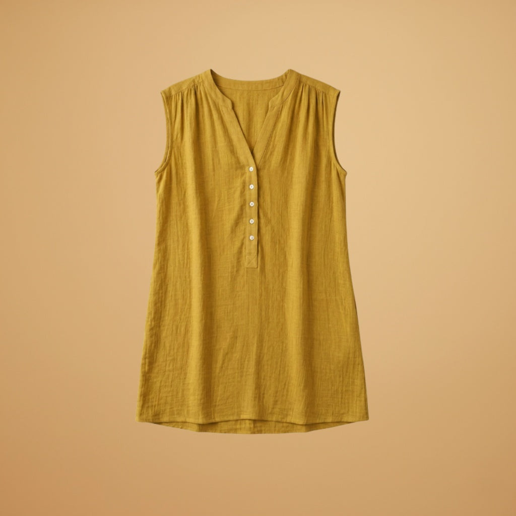 Raquel | Vestido Camiseiro Sem Mangas Mulher Decote V