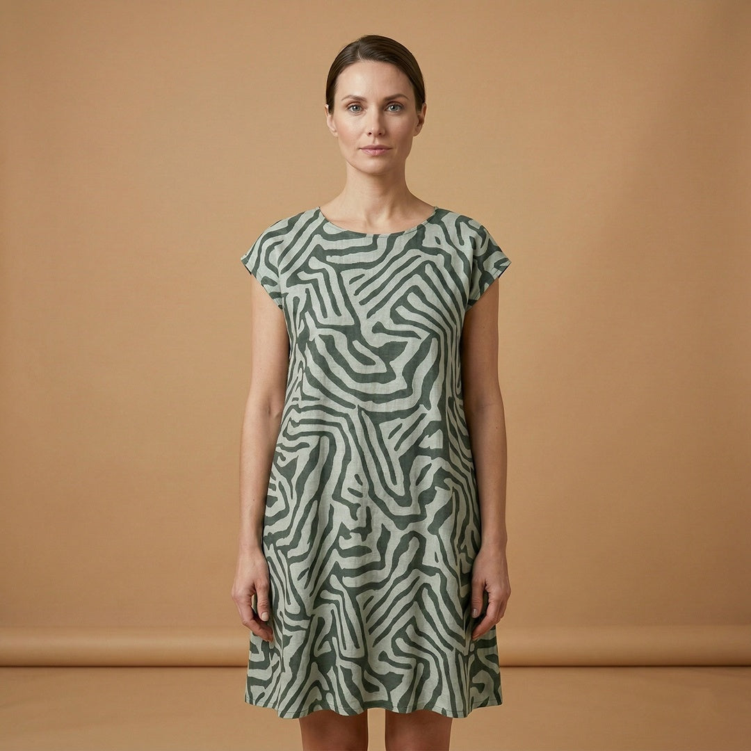 Dina | Vestido Casual Estampado Mulher Manga Curta