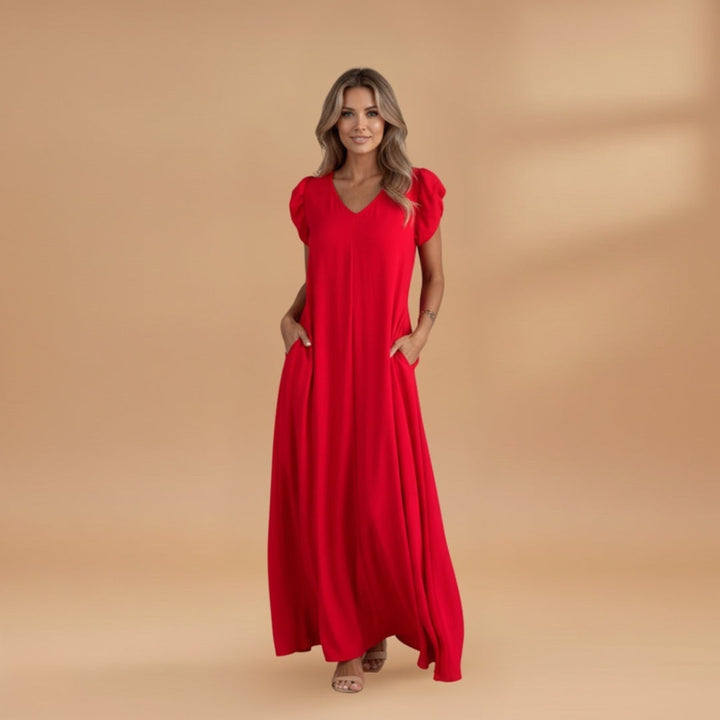 Fernanda | Vestido Comprido Animal Print Mulher Decote V