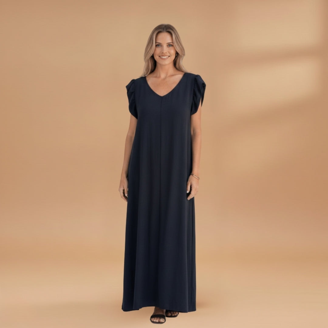 Fernanda | Vestido Comprido Animal Print Mulher Decote V