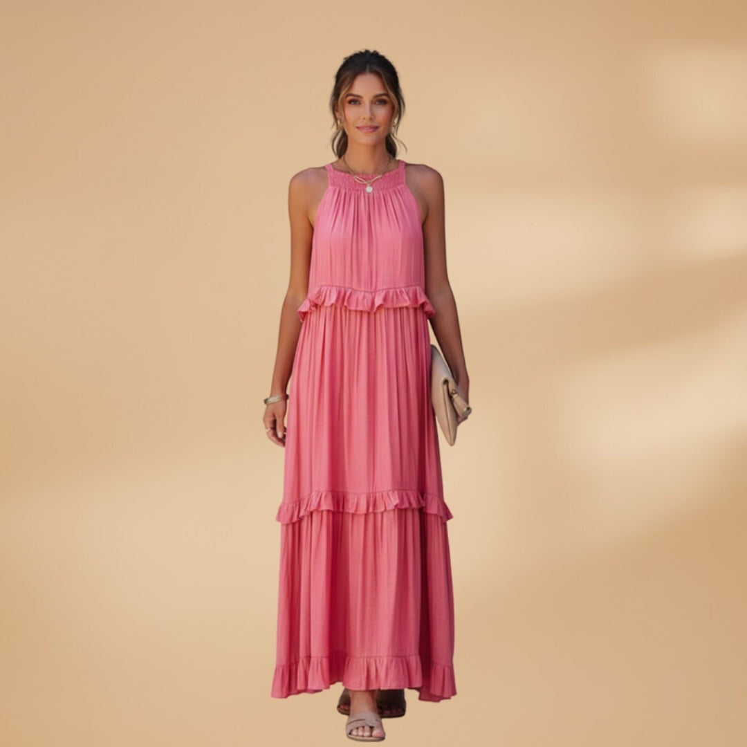 Manuela | Vestido Comprido Camadas Mulher Franzido
