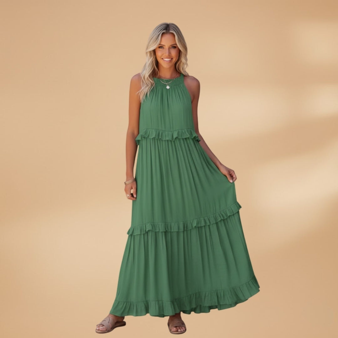 Manuela | Vestido Comprido Camadas Mulher Franzido
