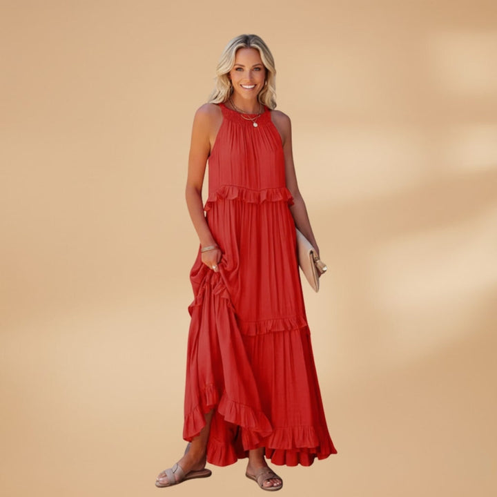 Manuela | Vestido Comprido Camadas Mulher Franzido