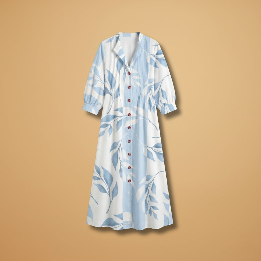 Elisabete | Vestido Comprido Camiseiro Estampado Mulher