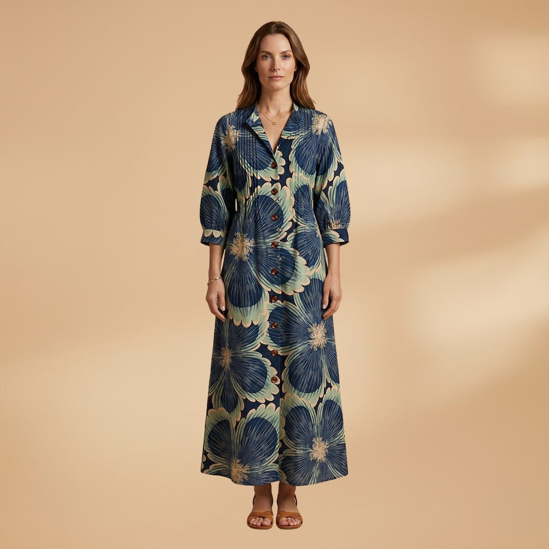 Elisabete | Vestido Comprido Camiseiro Estampado Mulher