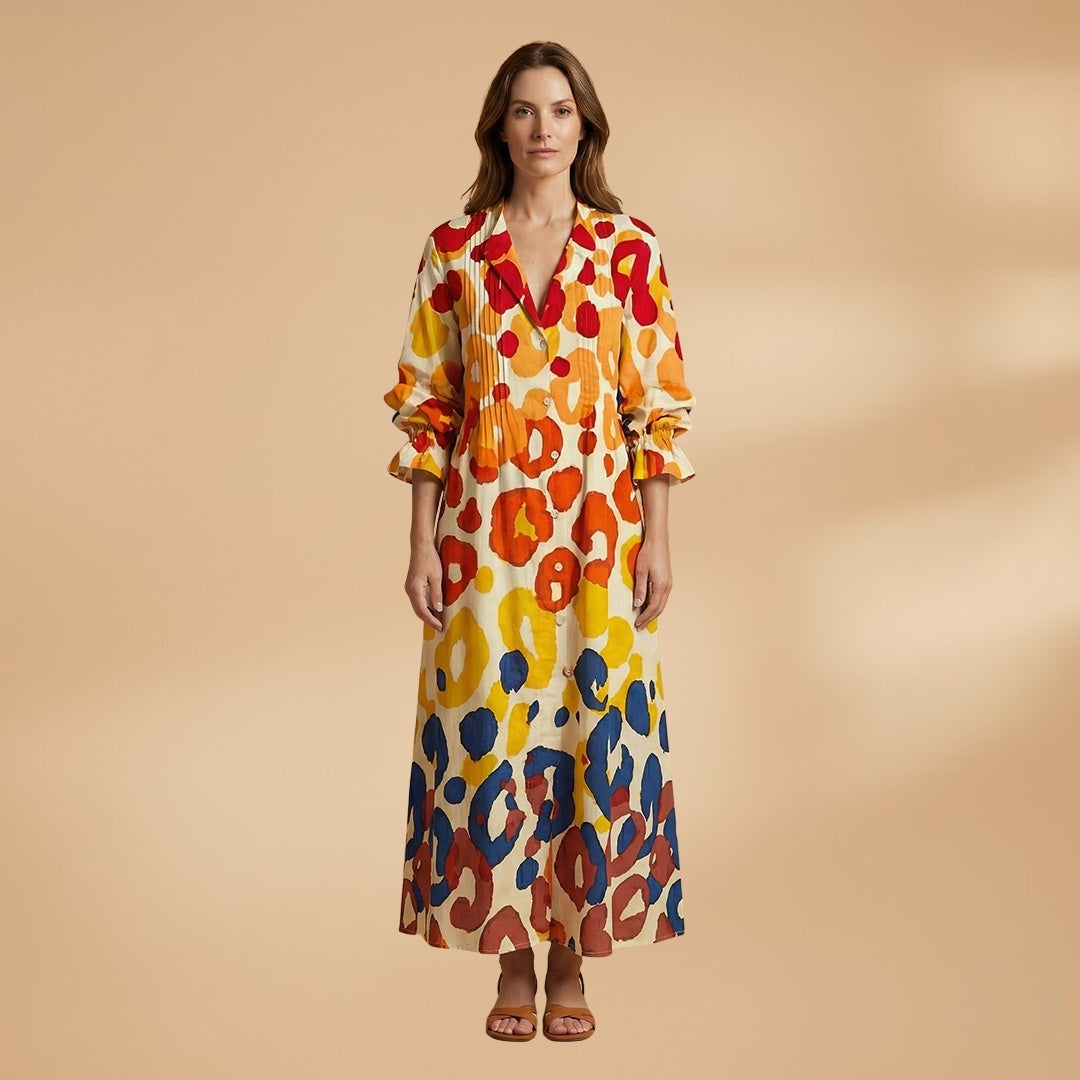 Elisabete | Vestido Comprido Camiseiro Estampado Mulher