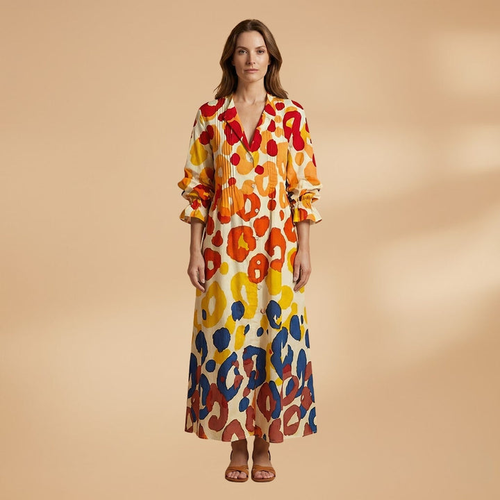 Elisabete | Vestido Comprido Camiseiro Estampado Mulher