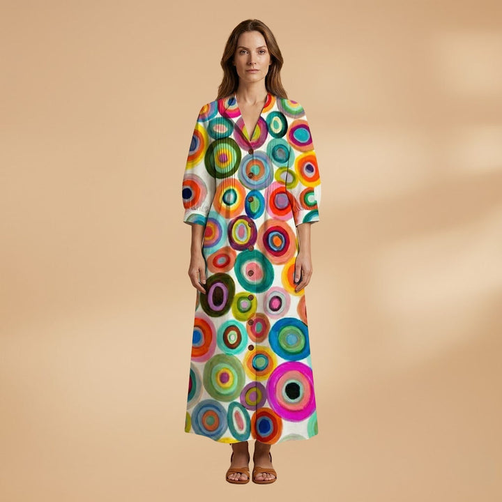 Elisabete | Vestido Comprido Camiseiro Estampado Mulher