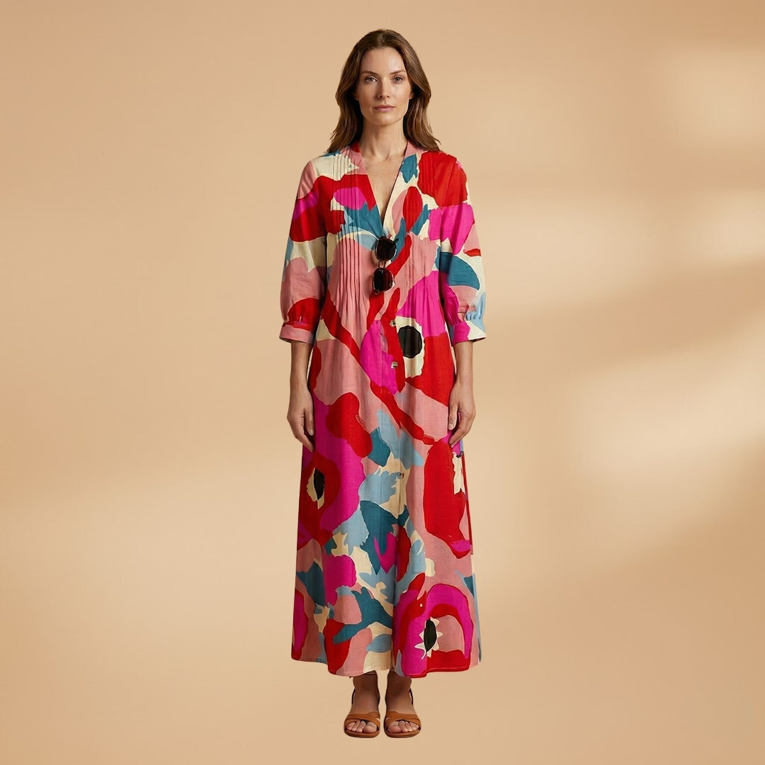 Elisabete | Vestido Comprido Camiseiro Estampado Mulher