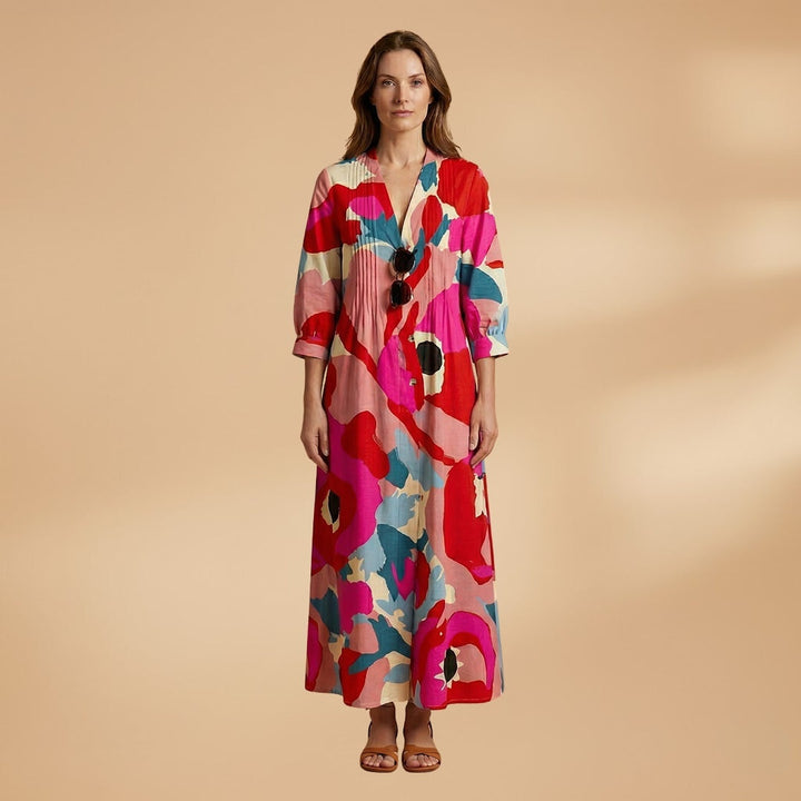 Elisabete | Vestido Comprido Camiseiro Estampado Mulher