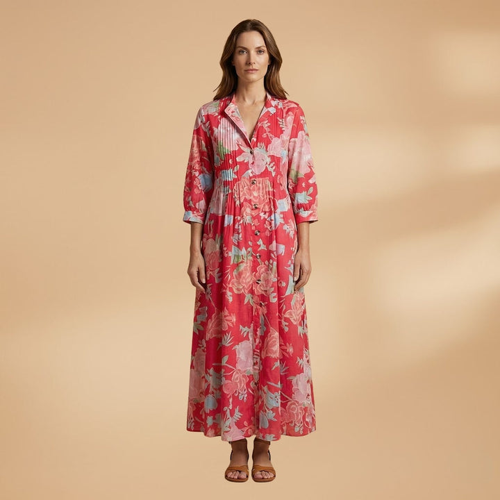 Elisabete | Vestido Comprido Camiseiro Estampado Mulher