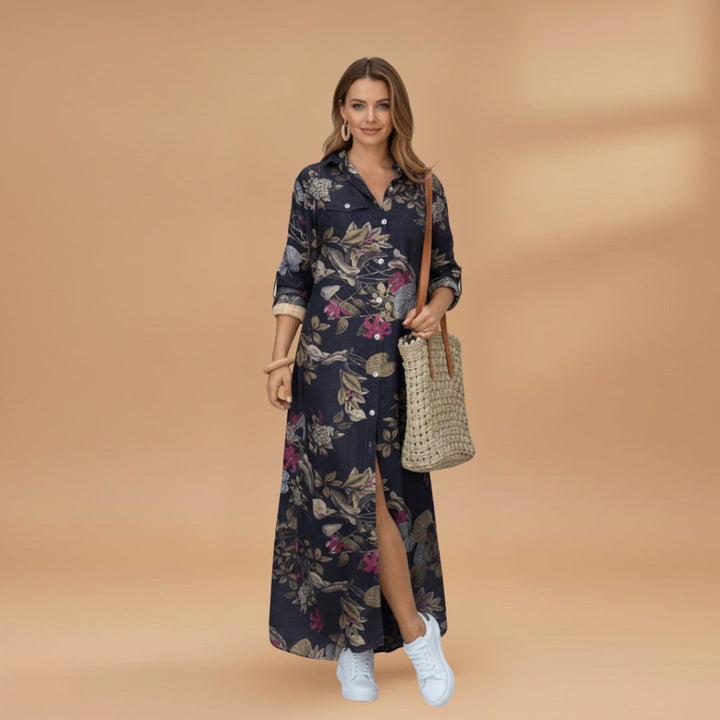 Carolina | Vestido Comprido Camiseiro Mulher Estampado