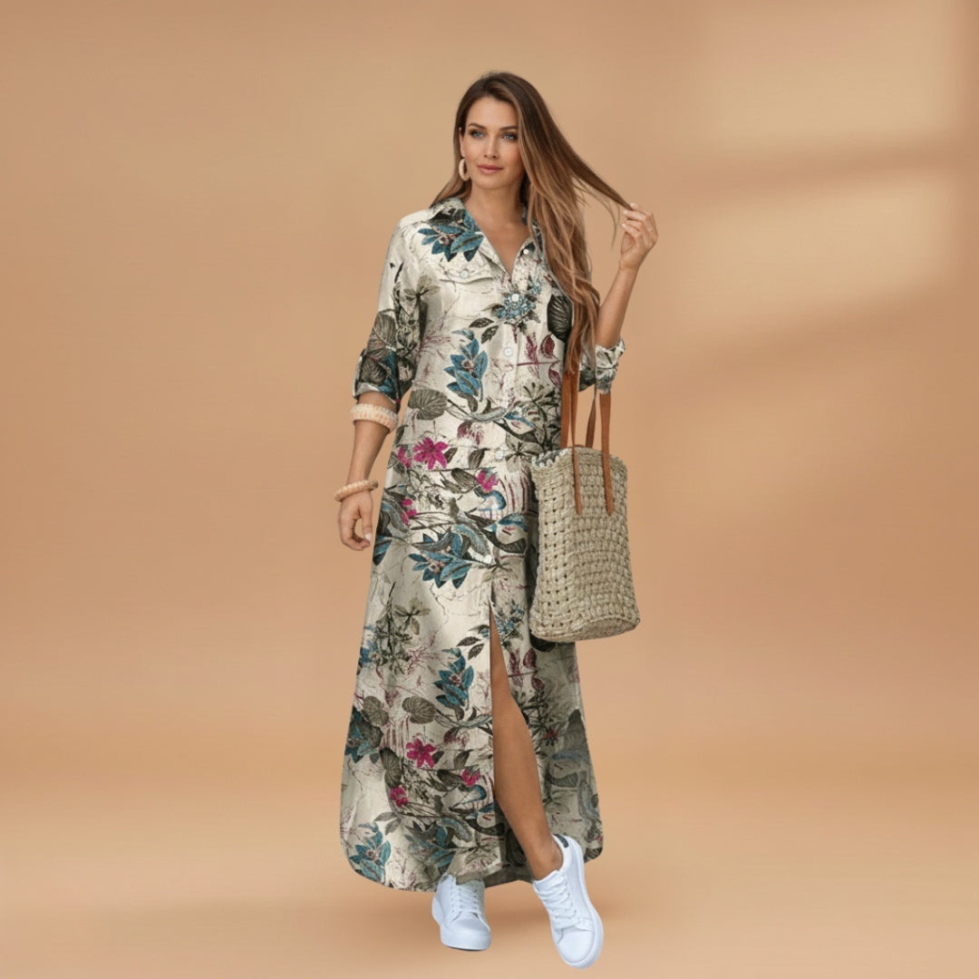 Carolina | Vestido Comprido Camiseiro Mulher Estampado
