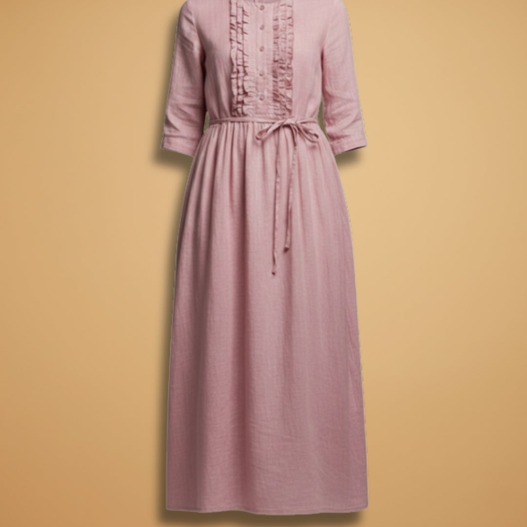 Luísa | Vestido Comprido Camiseiro Mulher Manga Três Quartos