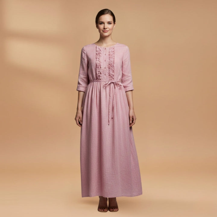 Luísa | Vestido Comprido Camiseiro Mulher Manga Três Quartos