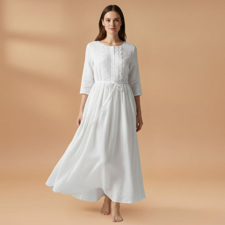 Luísa | Vestido Comprido Camiseiro Mulher Manga Três Quartos