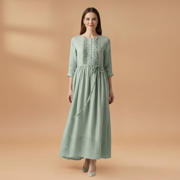 Luísa | Vestido Comprido Camiseiro Mulher Manga Três Quartos